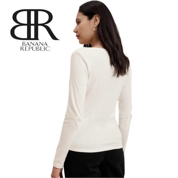 NWT Banana Republic Ribbed Henley Top - Picture 2 of 14